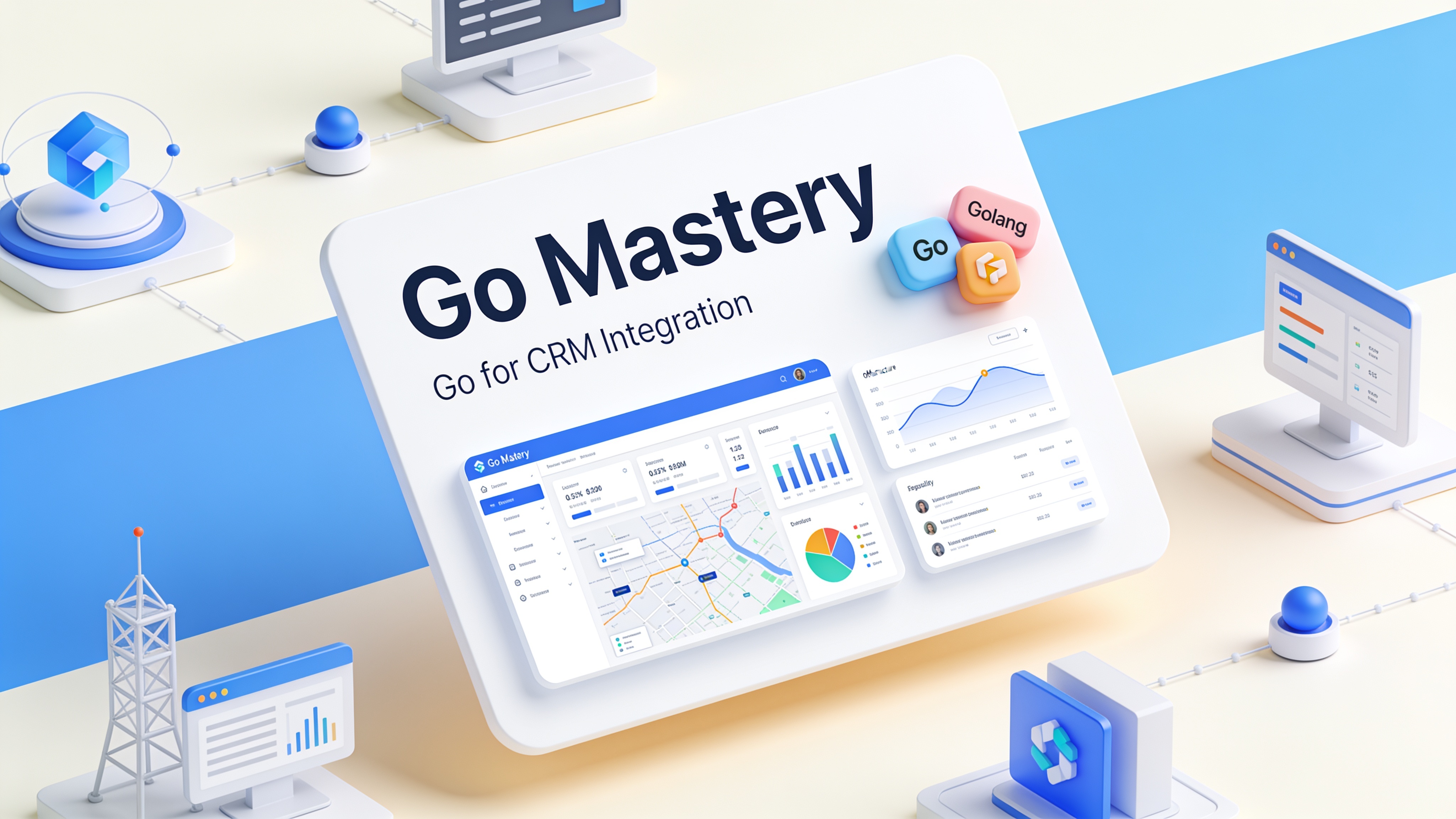 Go Mastery course marketing artwork for Go for CRM Integration.